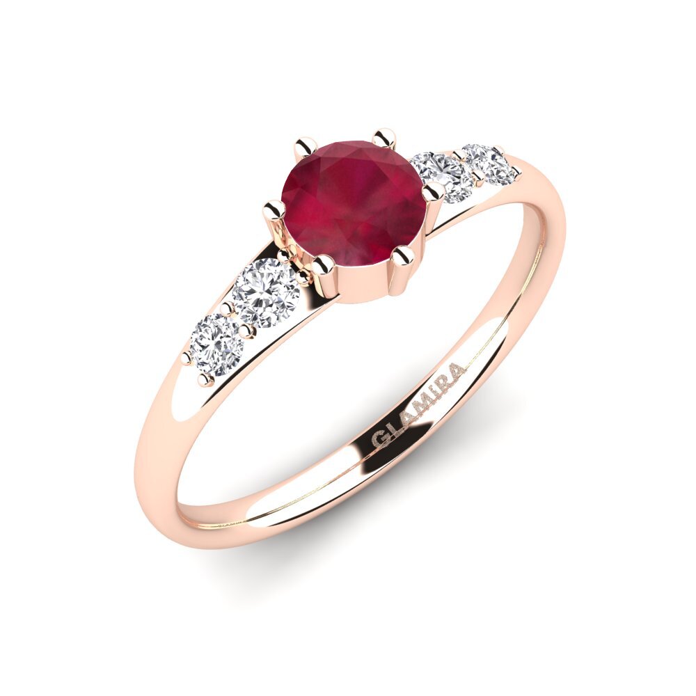 14k Oro Rosa Rubí Anillo de compromiso Lugh