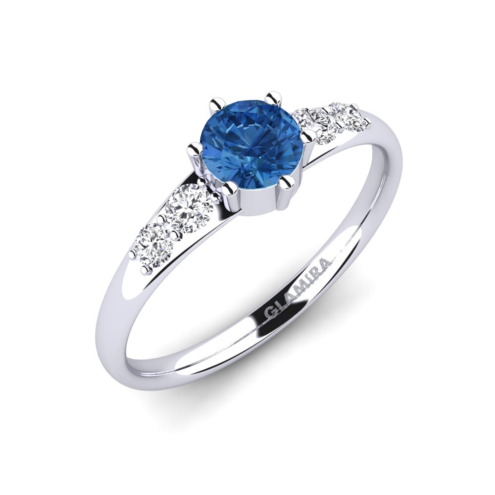 Dark Blue Zirconia Engagement Ring Lugh
