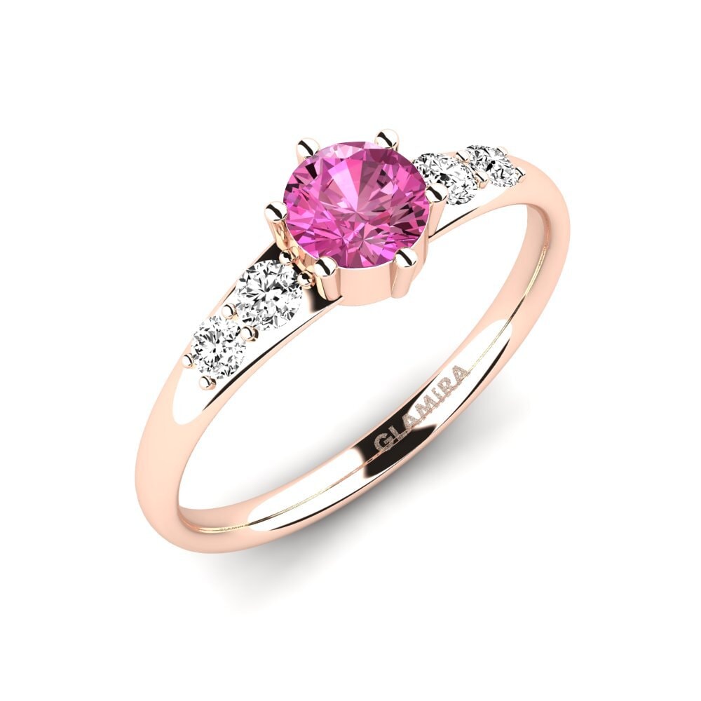 14k Oro Rosa Topacio Rosa Anillo de compromiso Lugh