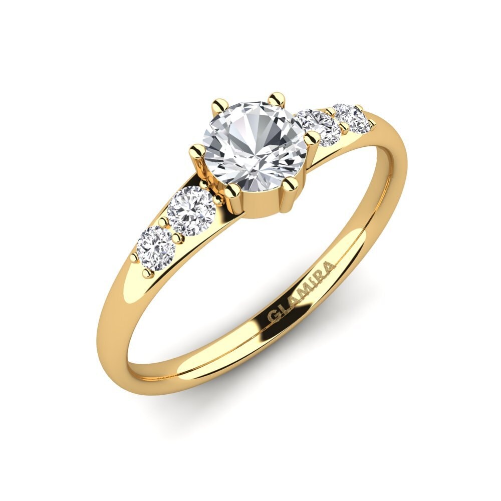 18k Oro Amarillo Circón Blanco Anillo de compromiso Lugh