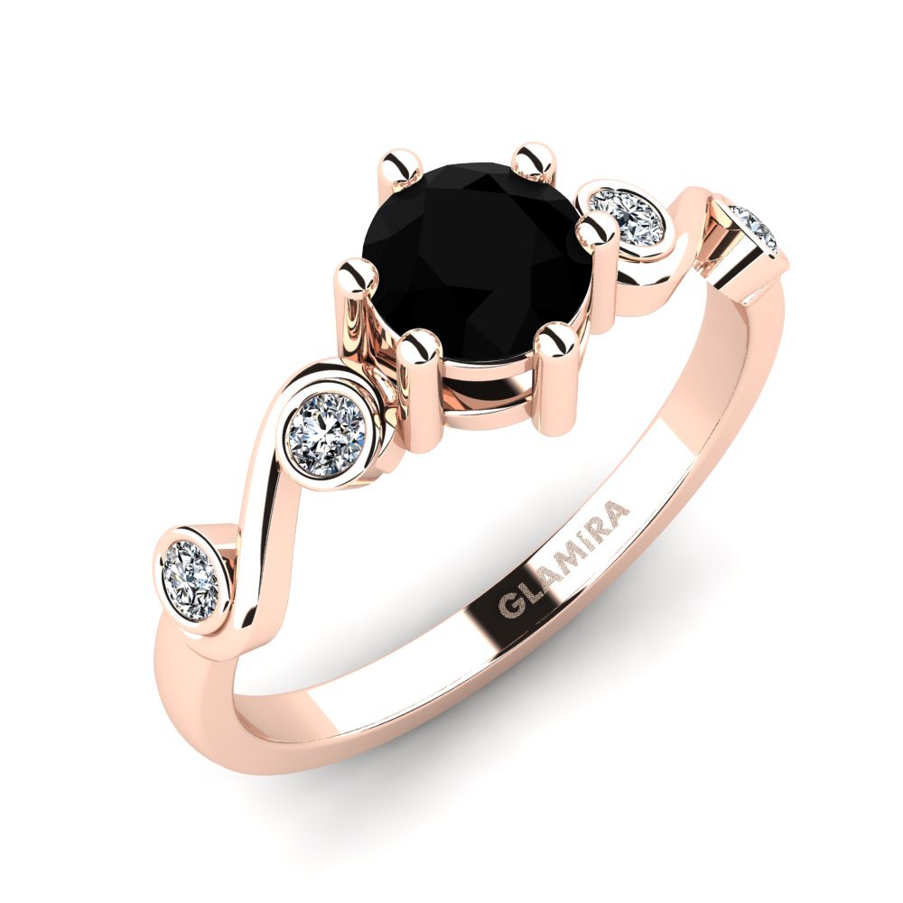 Oro Rosso 585 Diamante Nero Anello da donna Lyth