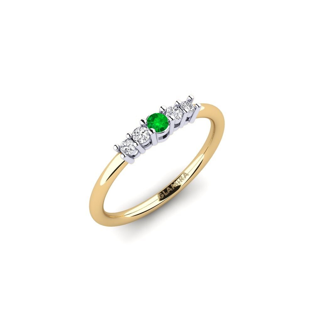 14ct Yellow / White Gold Emerald Engagement Ring Macolie