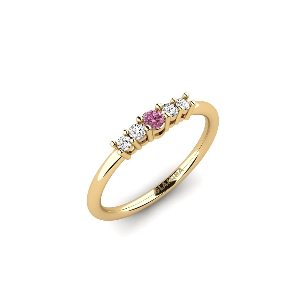 18k Oro Amarillo Granate Rhodolite Anillo de compromiso Macolie