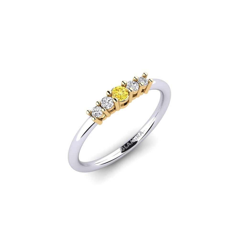 14ct White / Yellow Gold Yellow Sapphire Engagement Ring Macolie