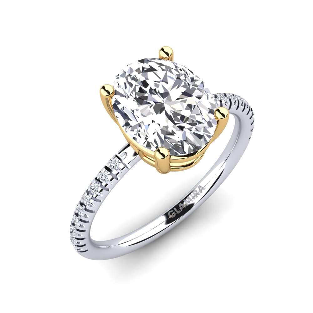 Bague Fiançailles Diamant Simulé Ovale 2,25 Carats Or Blanc 14k - Taille 5