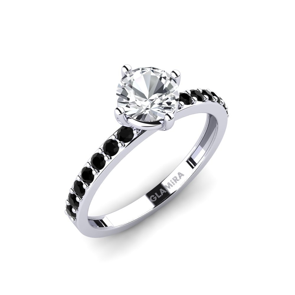 18k Oro Blanco Circón Blanco Anillo de compromiso Manana