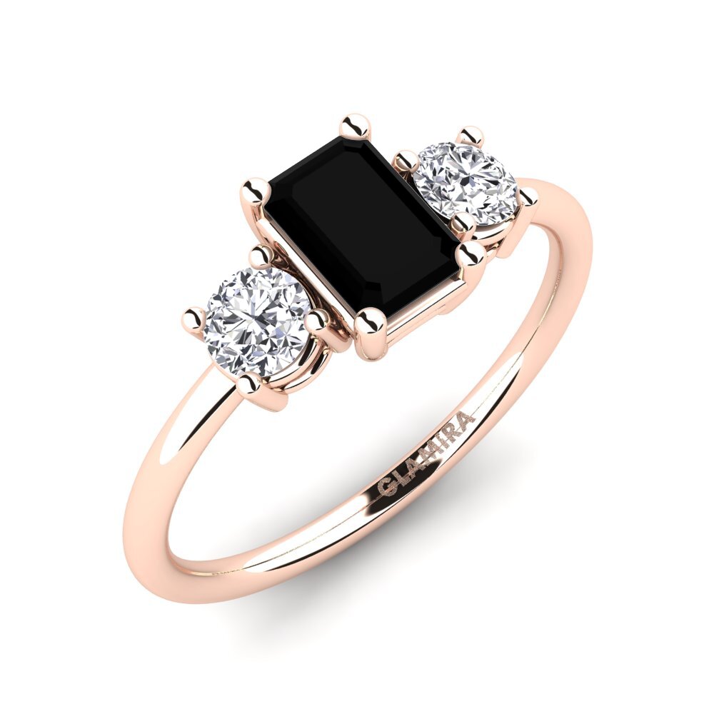 9k Rose Gold Black Onyx Engagement Ring Mania