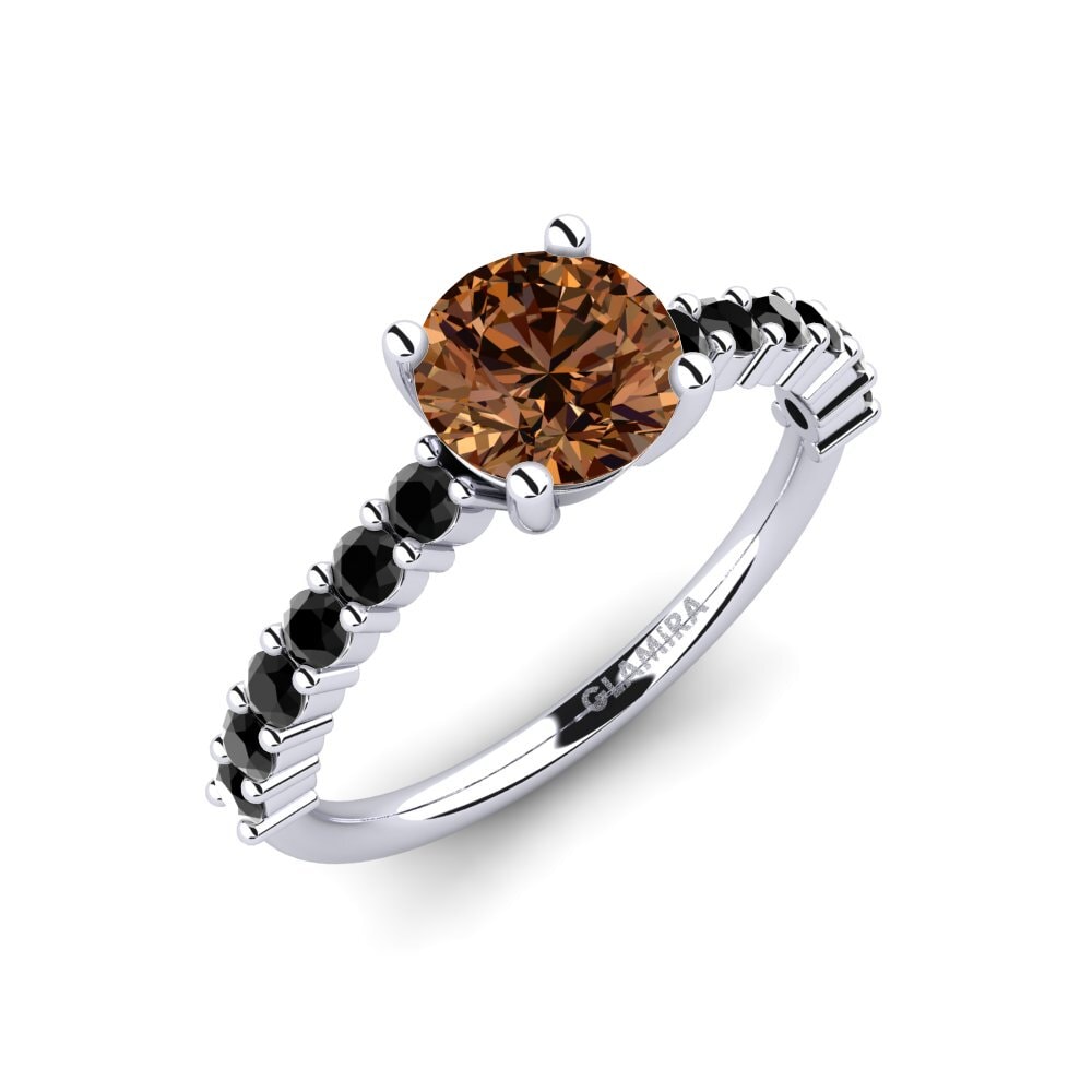 18k Oro Blanco Anillo de compromiso Manilla