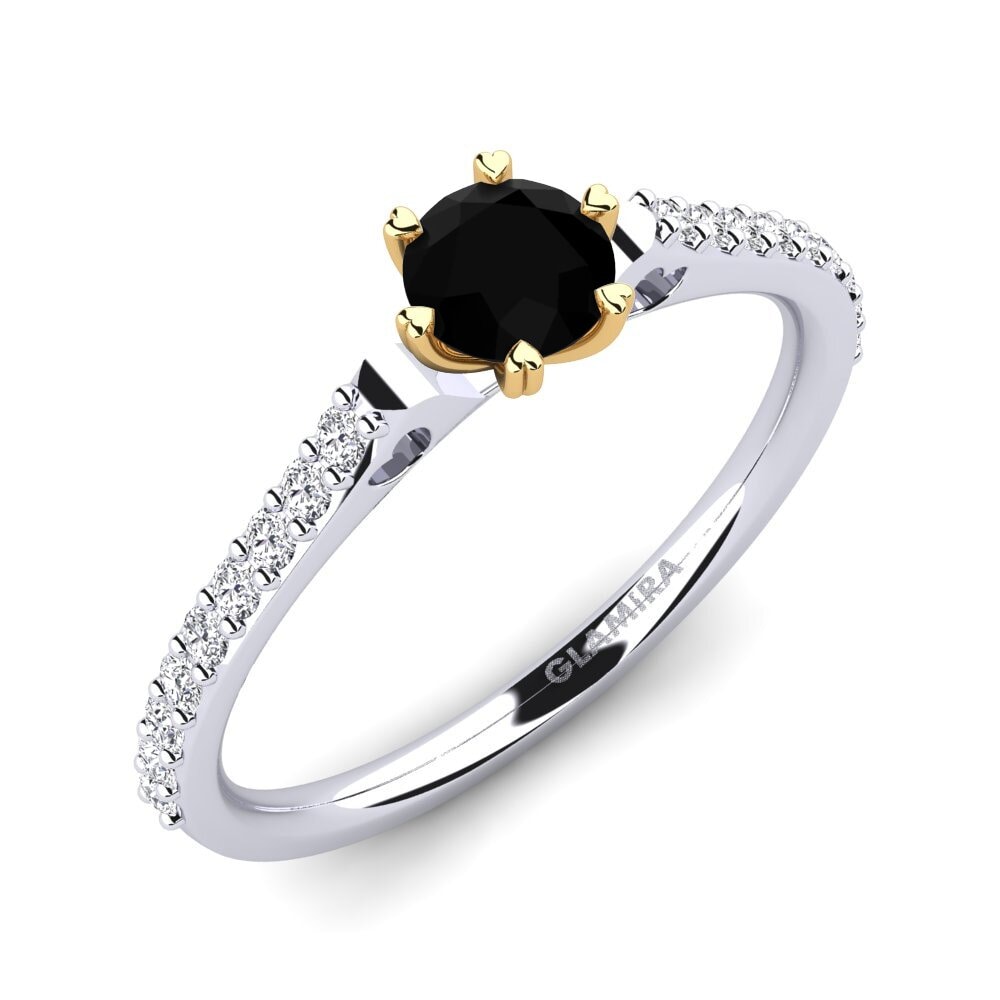 14ct White / Yellow Gold Black Diamond Engagement Ring Mayetta