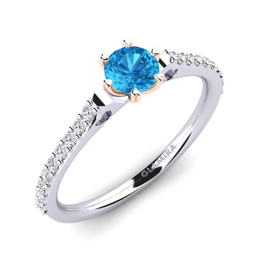 14ct White & Rose Gold Blue Topaz Engagement Ring Mayetta
