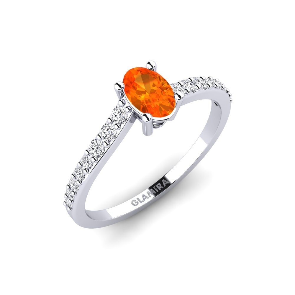 Oval Orange Sapphire Engagement Ring Megalonea