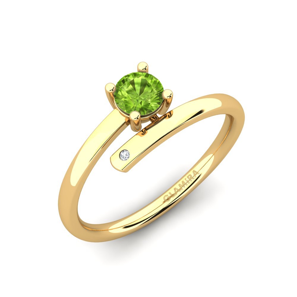 9k Oro Amarillo Peridoto Anillo de compromiso Merrita