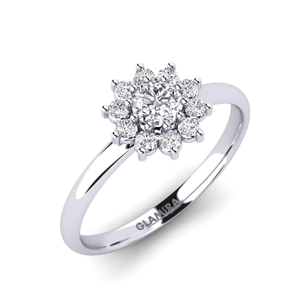 18k Oro blanco Diamante cultivado en laboratorio Anillo Mesic
