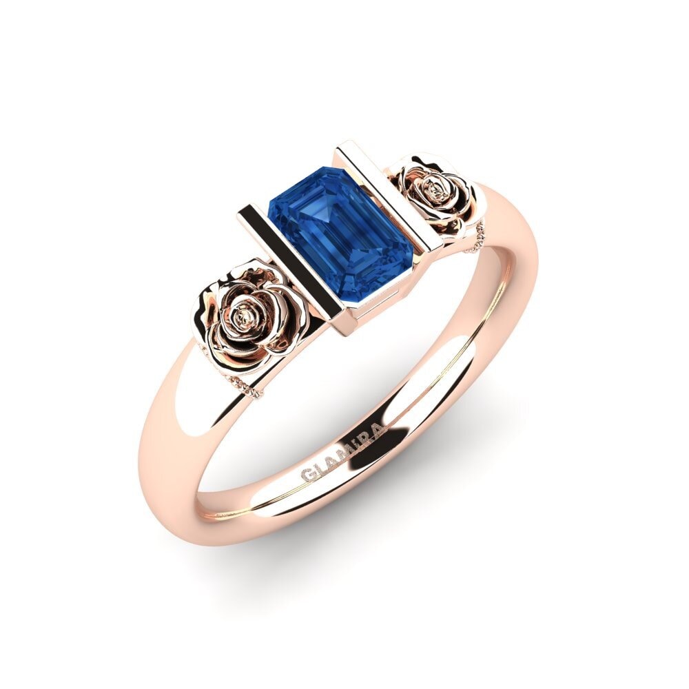 750 Rood Goud Donker Blauwe Zirkoon Dames Ring Misery