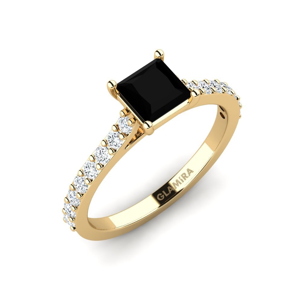 Princess Black Diamond Engagement Ring Moqu