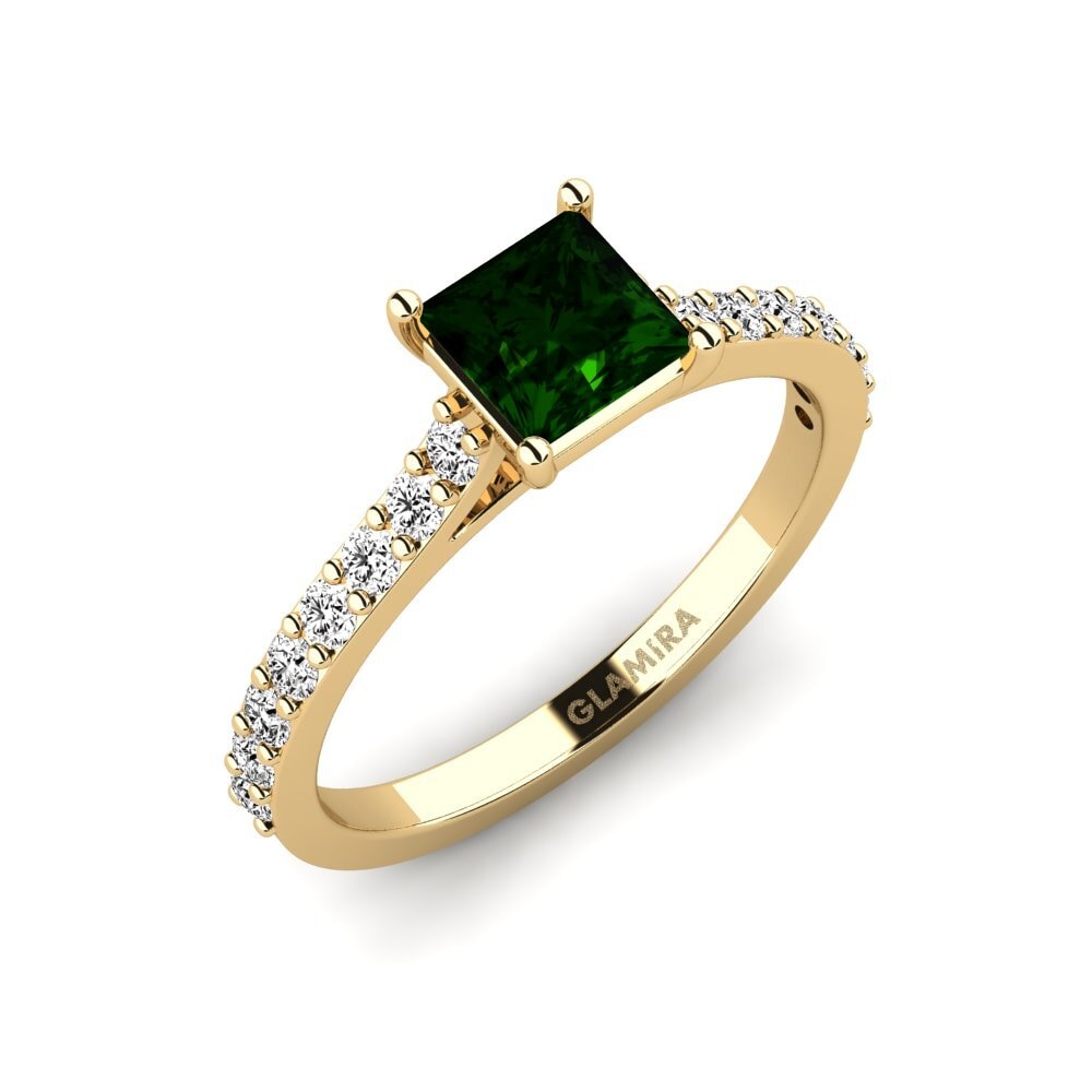 Princess Green Tourmaline Engagement Ring Moqu