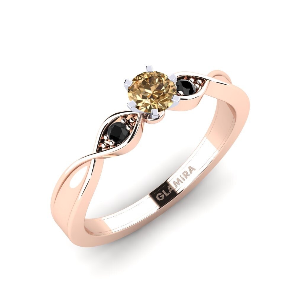 14ct Rose & White Gold Brown Diamond Engagement Ring Neveda