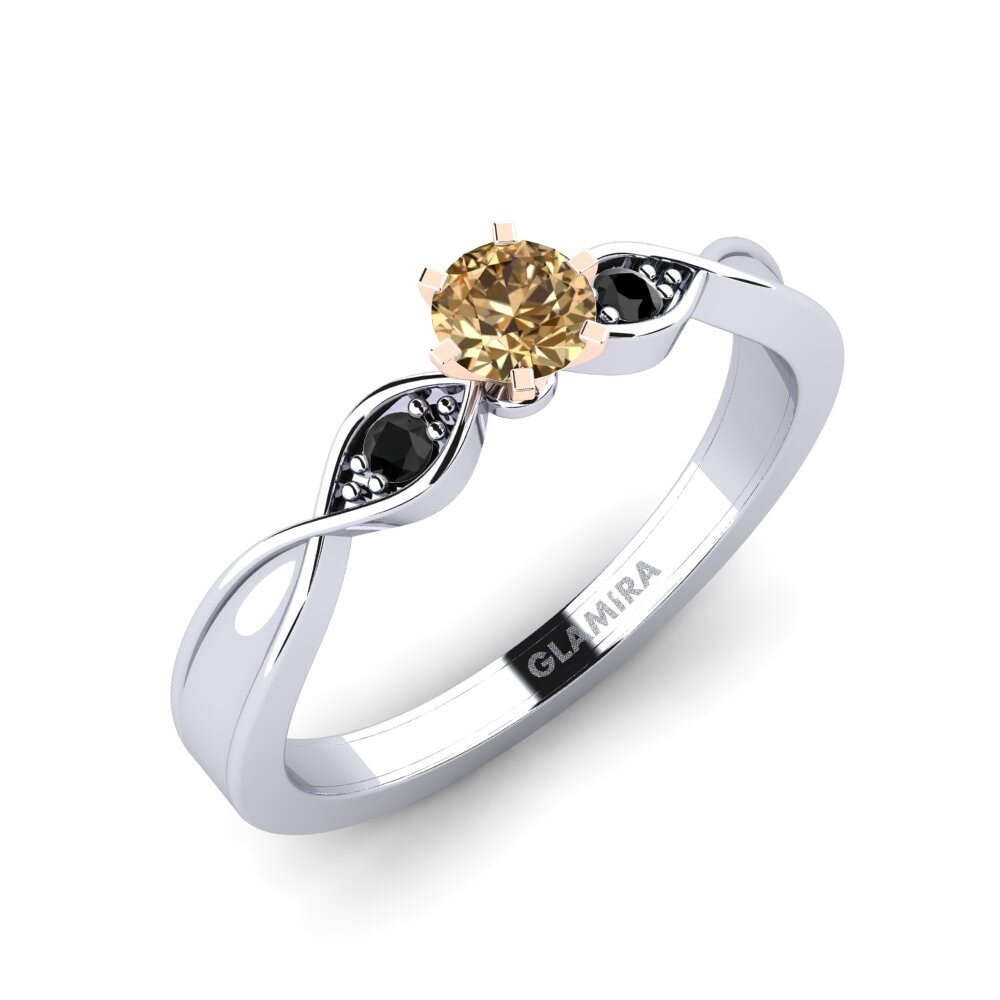 14ct White & Rose Gold Brown Diamond Engagement Ring Neveda