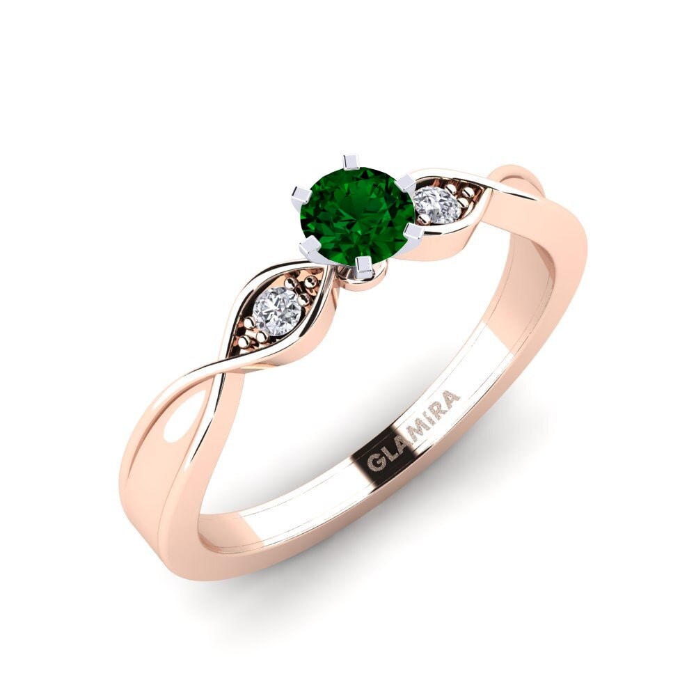 14ct Rose & White Gold Green Zirconia Engagement Ring Neveda