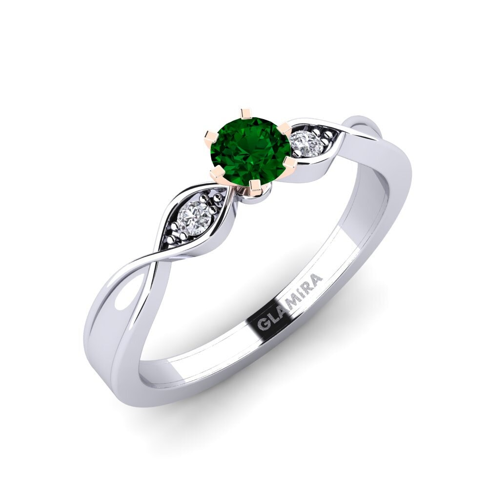 14k White & Rose Gold Green Zirconia Engagement Ring Neveda
