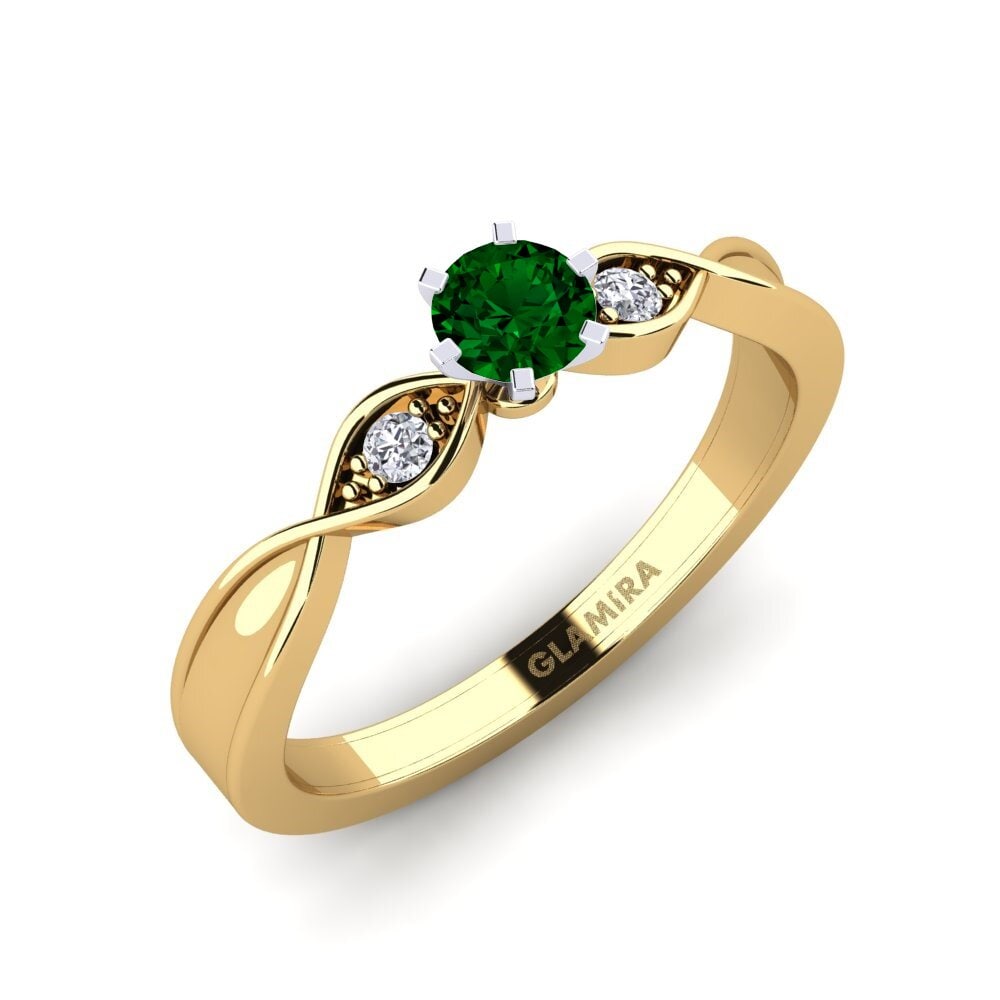 14k Yellow & White Gold Green Zirconia Engagement Ring Neveda