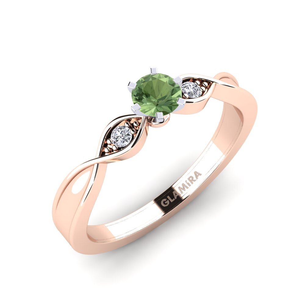 14ct Rose & White Gold Green Sapphire Engagement Ring Neveda