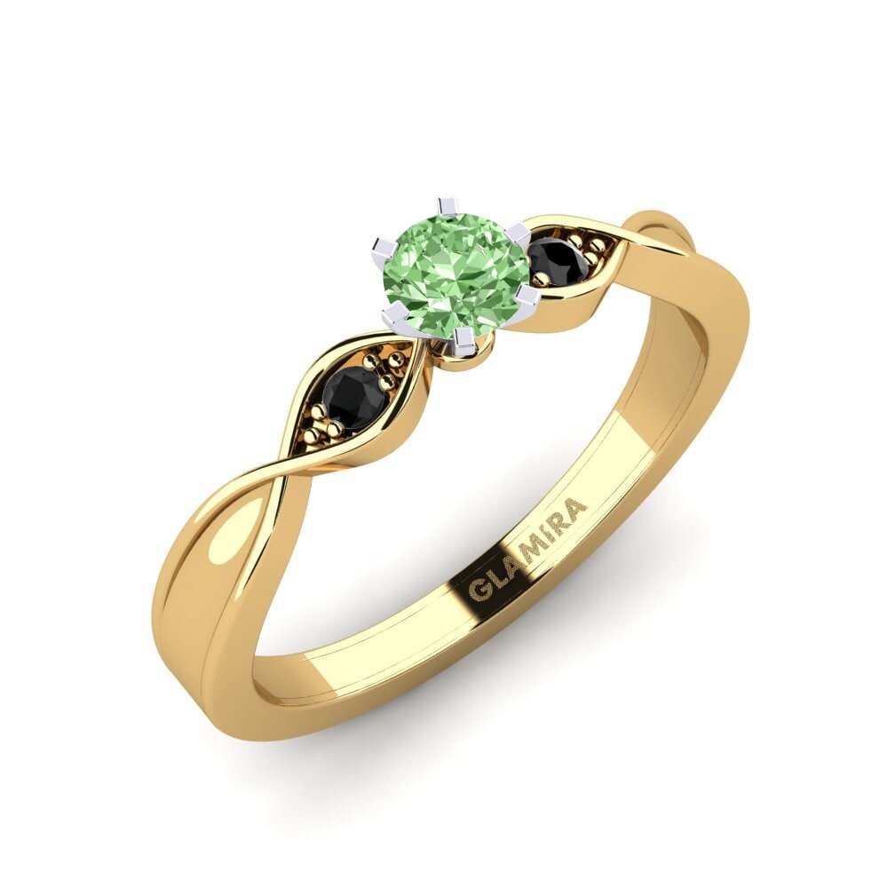 9ct Yellow & White Gold Green Diamond Engagement Ring Neveda