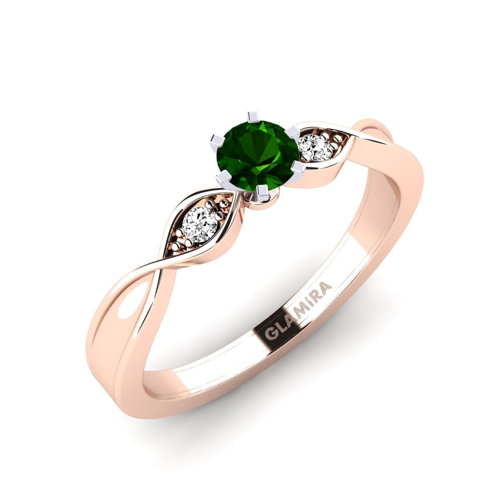14ct Rose / White Gold Green Tourmaline Engagement Ring Neveda
