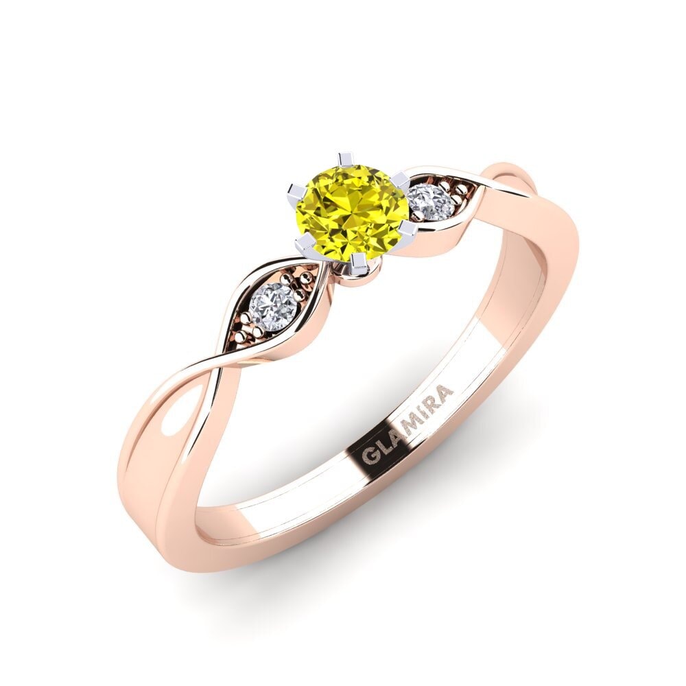 9ct Rose & White Gold Yellow Diamond Engagement Ring Neveda