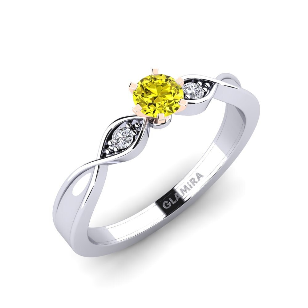 14ct White & Rose Gold Yellow Diamond Engagement Ring Neveda
