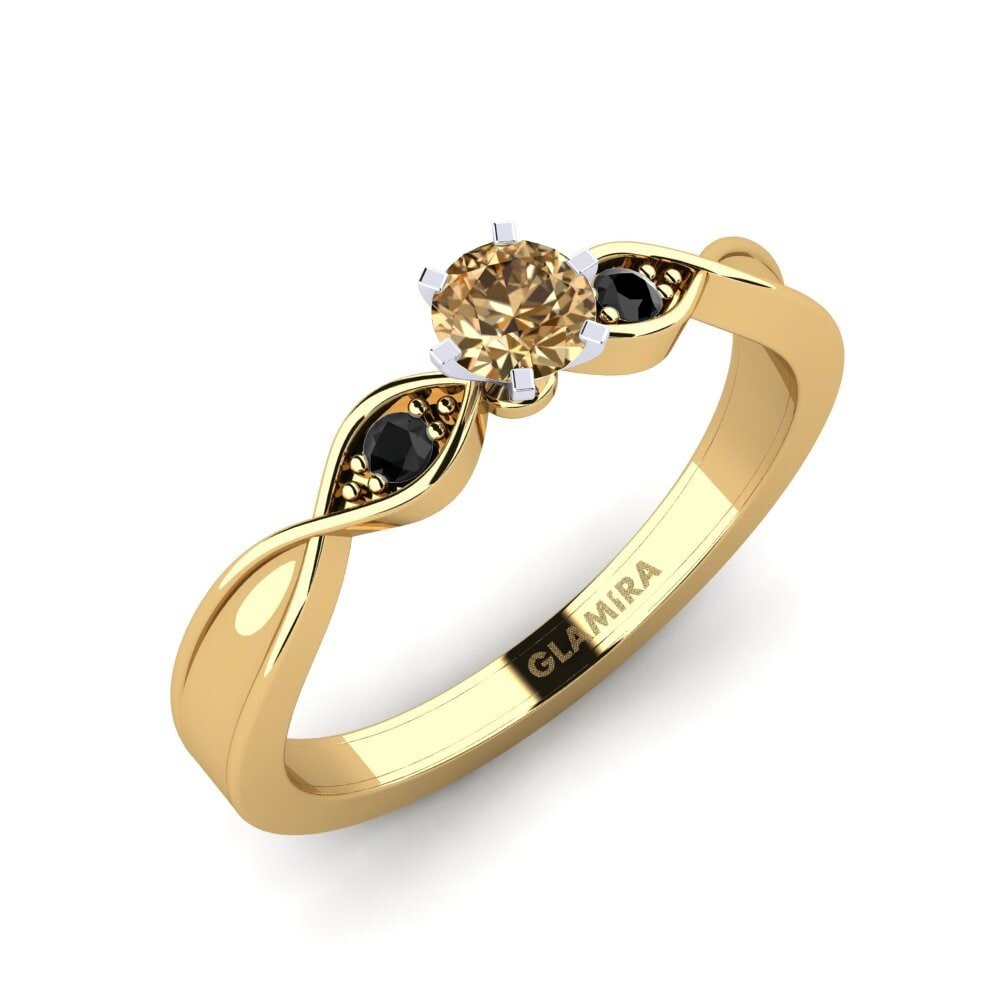 18K Geel & Wit Goud Bruine Diamant Verlovingsring Neveda