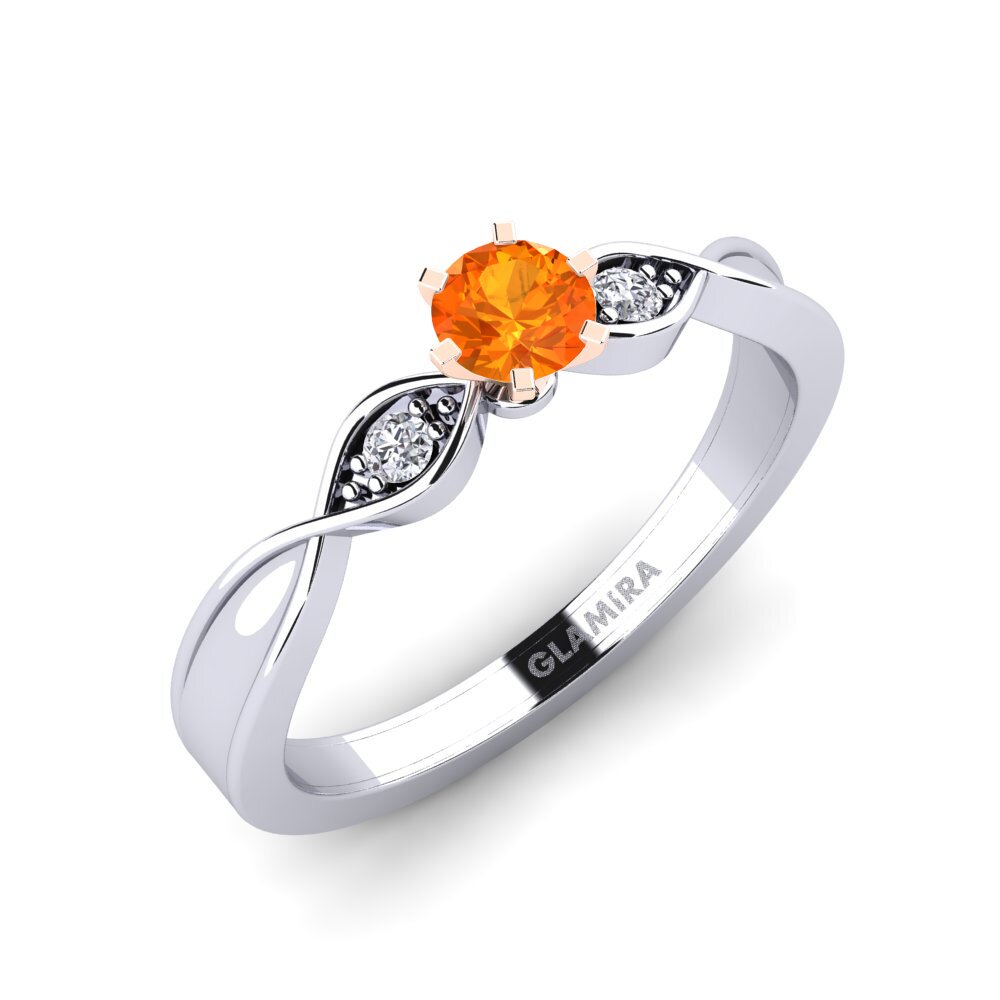18ct White & Rose Gold Orange Sapphire Engagement Ring Neveda