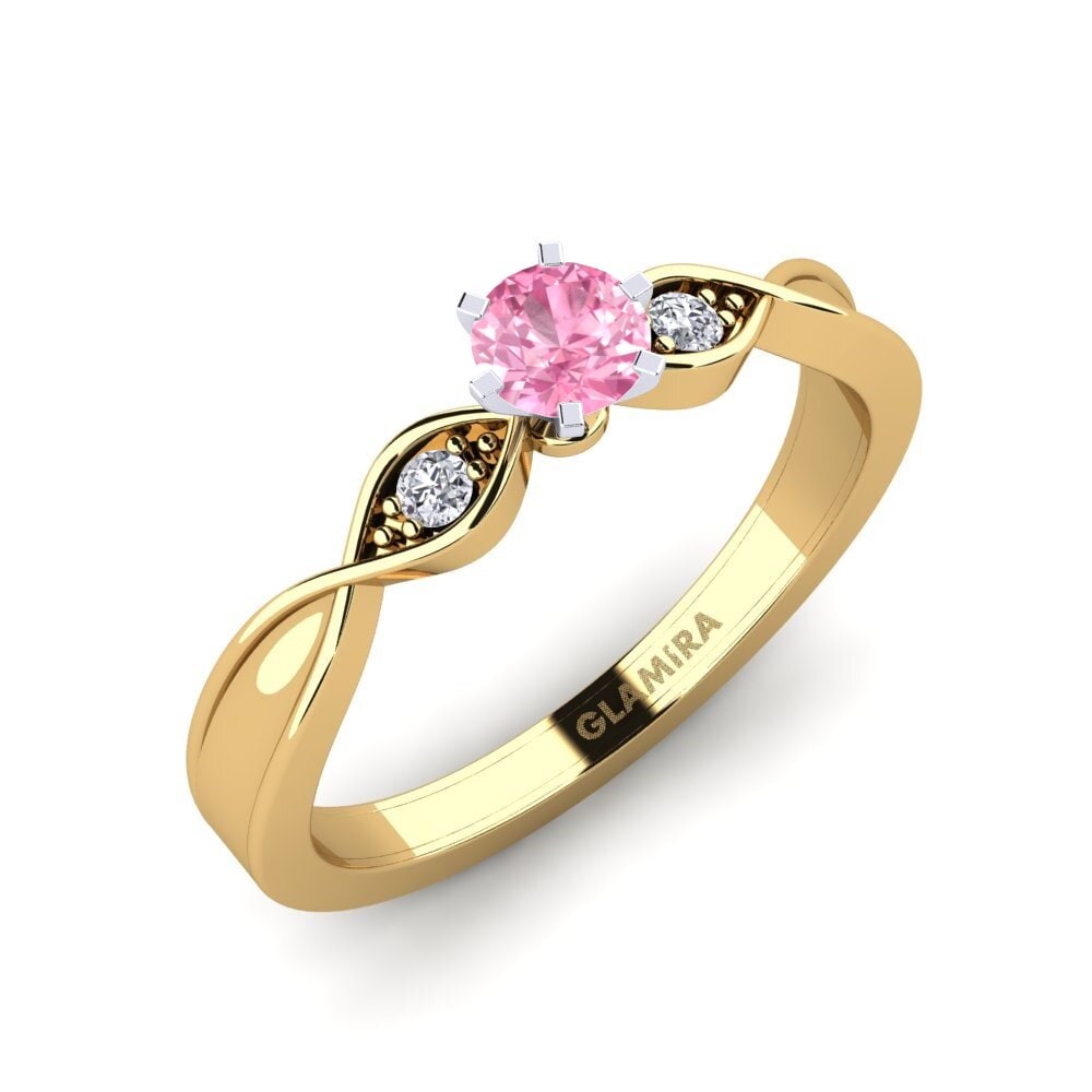 14K Geel & Wit Goud Roze Saffier Verlovingsring Neveda