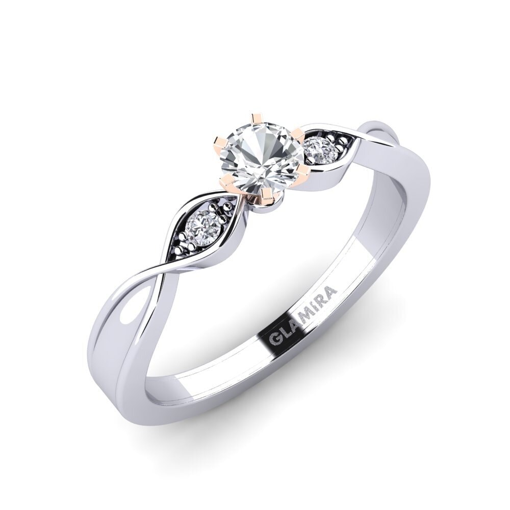 14ct White & Rose Gold White Zircon Engagement Ring Neveda