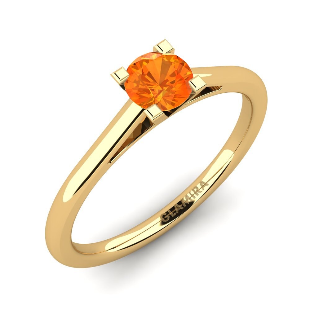 18k Oro Amarillo Zafiro Naranja Anillo de compromiso Nichele