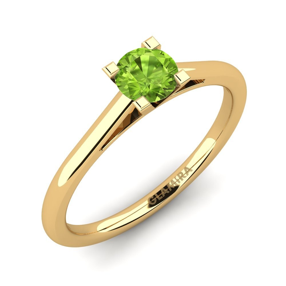 9k Oro Amarillo Peridoto Anillo de compromiso Nichele