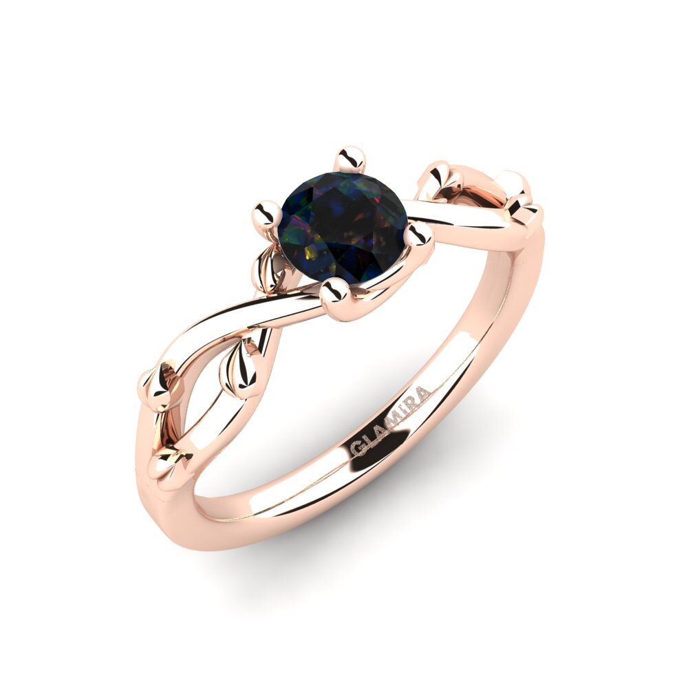 18k Oro Rosa Opalo Negro Anillo de compromiso Alabate