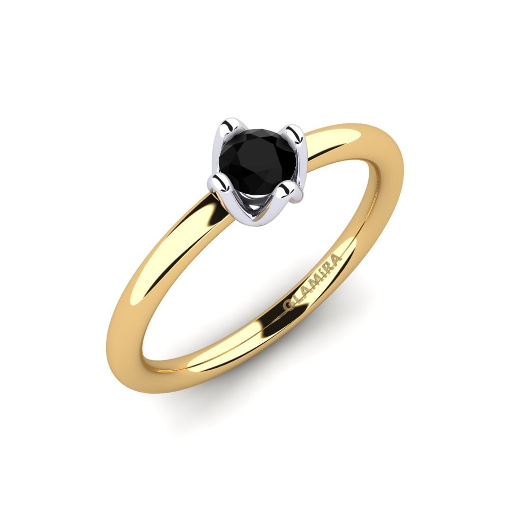 Oro Giallo & Bianco 375 Diamante Nero Anello da donna Loredana