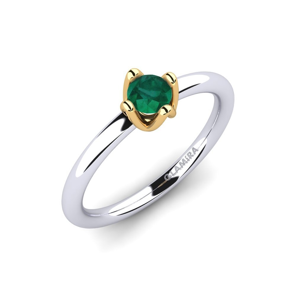 9k Oro Blanco / Amarillo Esmeralda Anillo de Mujer Loredana