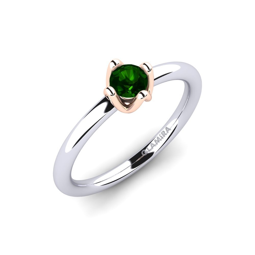 14K Wit & Rood Goud Groene Toermalijn Dames Ring Loredana