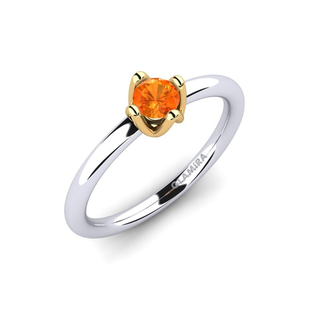 9K Wit & Geel Goud Oranje Saffier Dames Ring Loredana