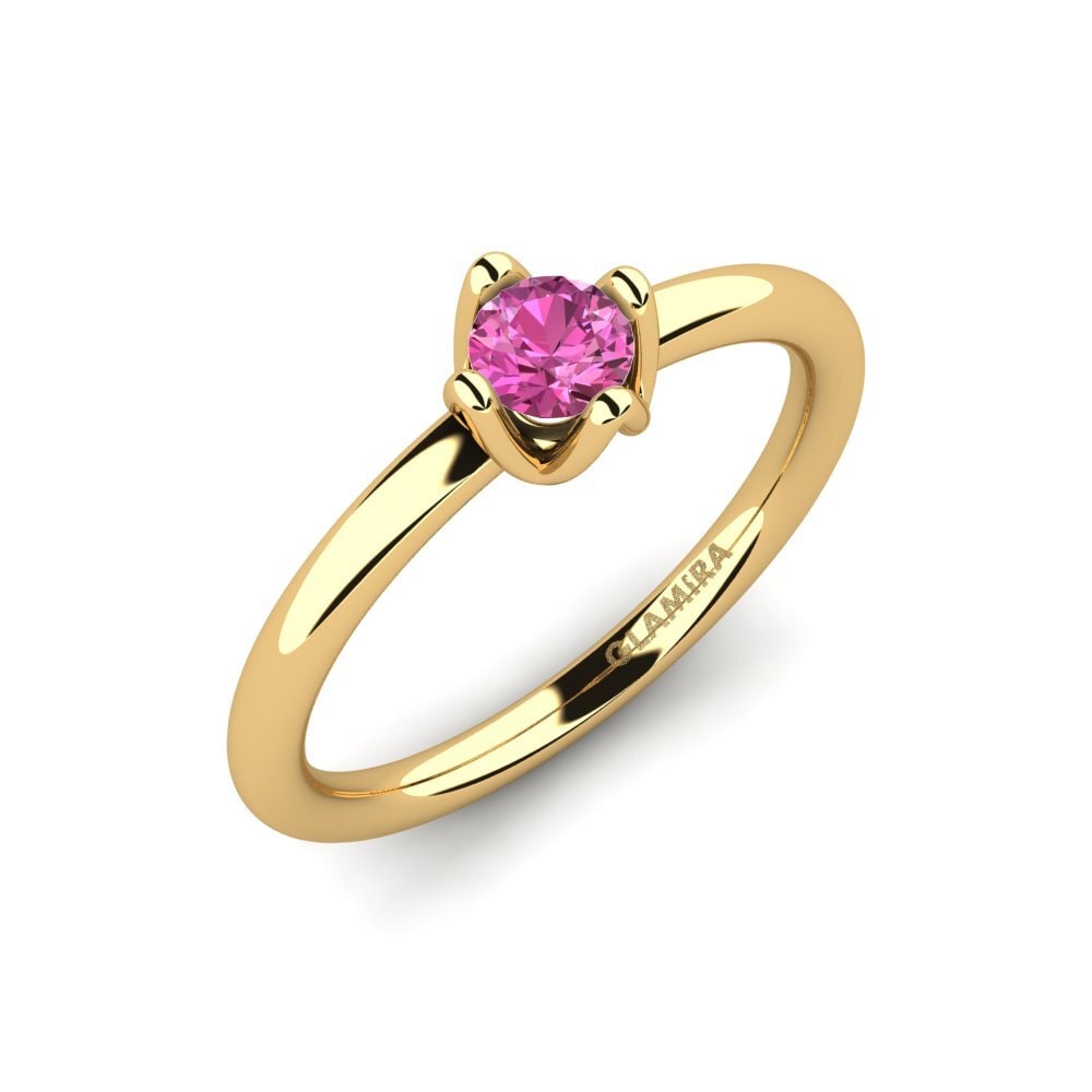 18k Oro Amarillo Topacio Rosa Anillo de Mujer Loredana