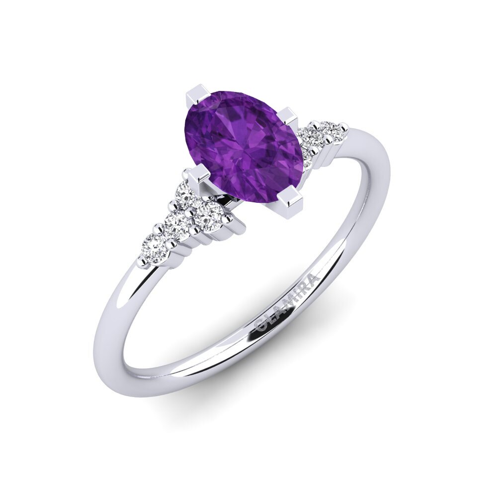 White Silver Amethyst Engagement Ring Odelyn