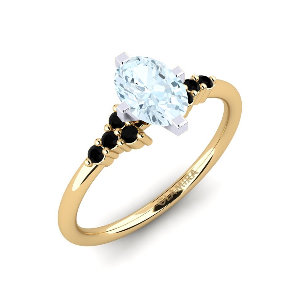 14ct Yellow & White Gold Aquamarine Engagement Ring Odelyn