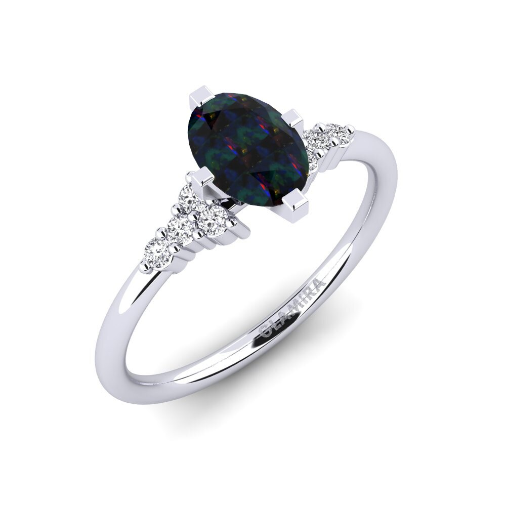 950 Platinum Black Opal Engagement Ring Odelyn