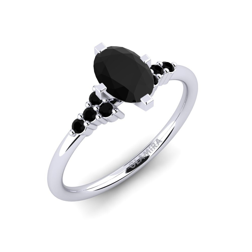 9k Oro Blanco Diamante Negro Anillo de compromiso Odelyn