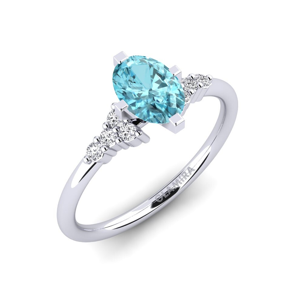 14ct White Gold Blue Zircon Engagement Ring Odelyn