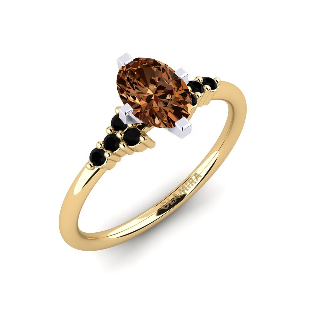 9k Oro Amarillo & Blanco Anillo de compromiso Odelyn