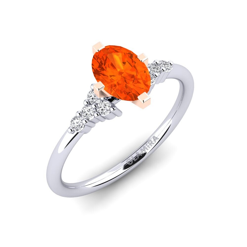 14ct White & Rose Gold Fire Opal Engagement Ring Odelyn