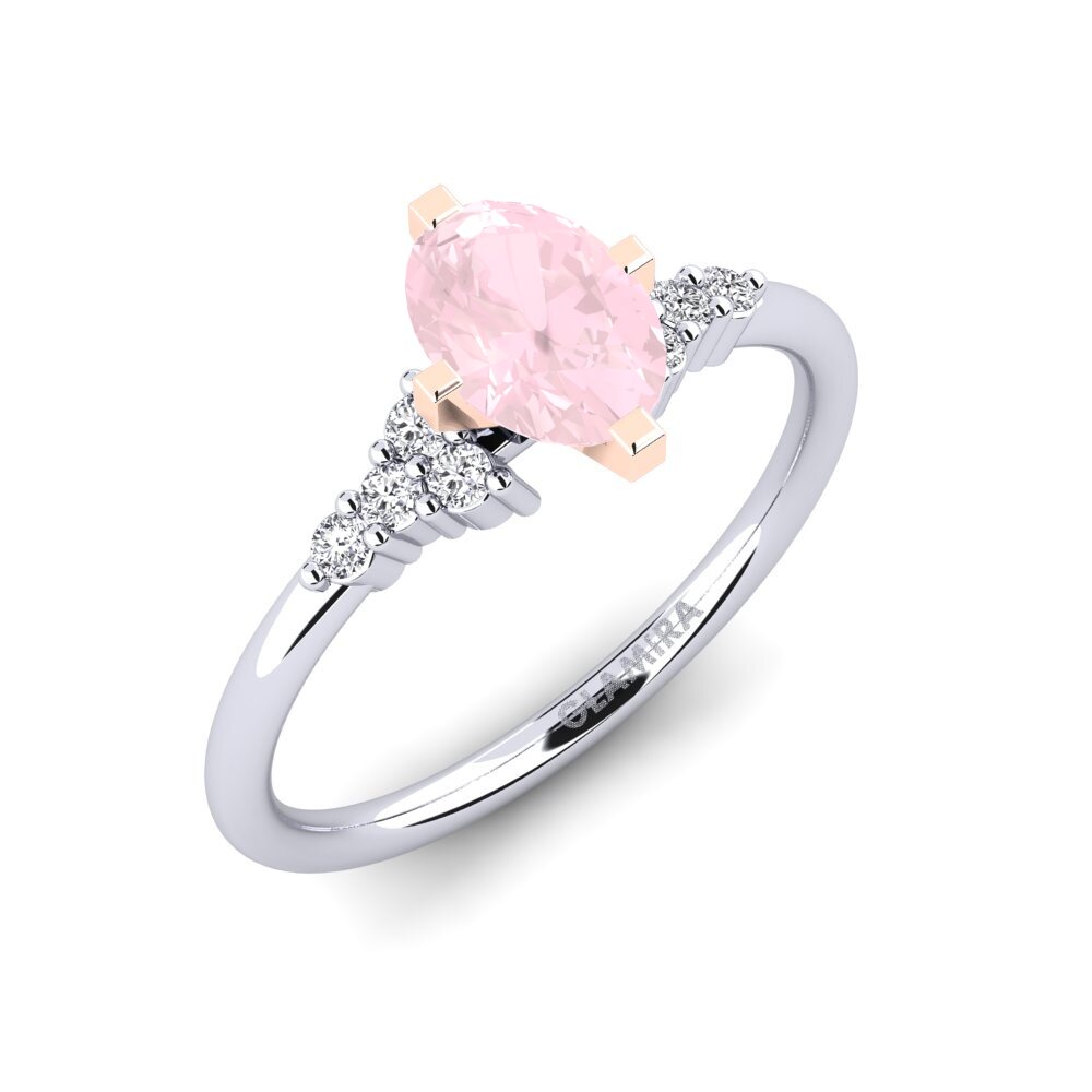 14ct White & Rose Gold Rose Quartz Engagement Ring Odelyn